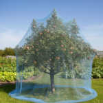 Blauw tuinnet standaard maten maas 28 mm