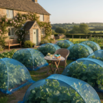 Tuinnet blauw per m2