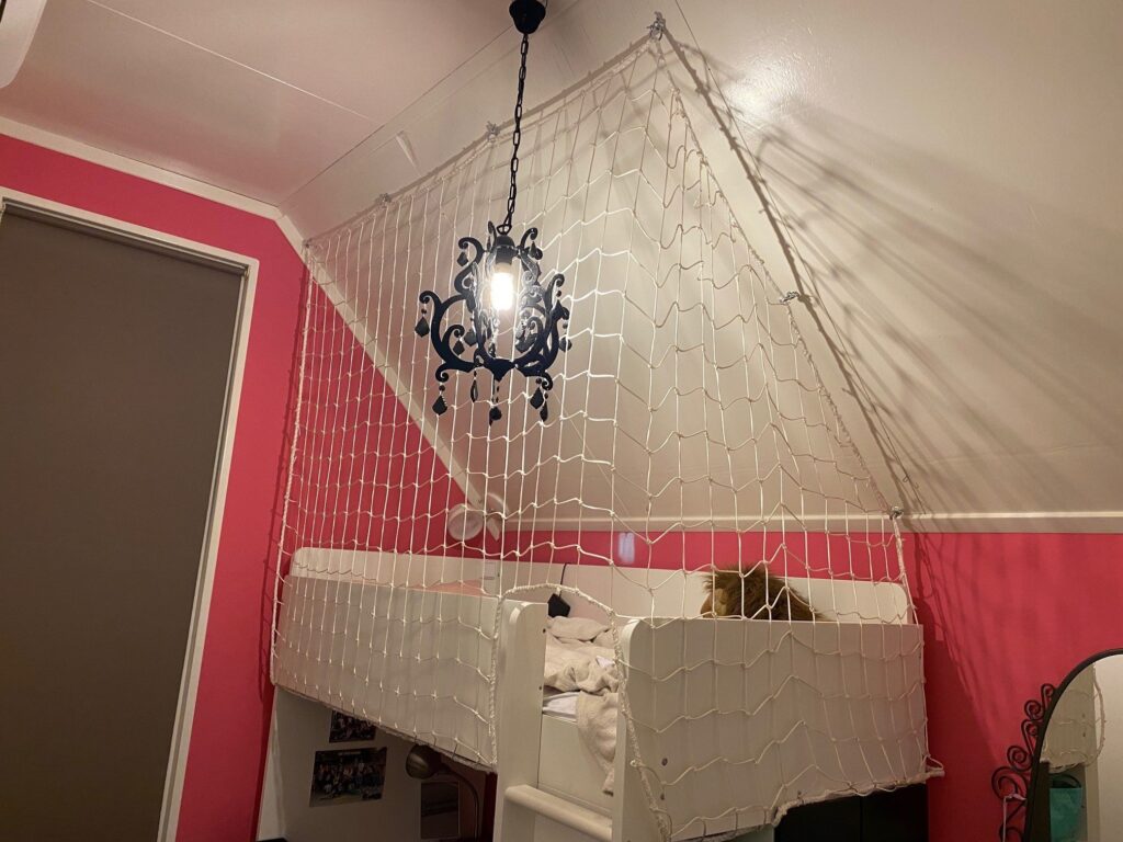 Nylon net wit geknoopt 10cm maas