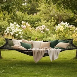 Loungenet geknoopt 30mm  zwart